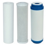 KIT FILTRES ROBUST 1500, C500, C700 & ULTRAFILTRATION : 3 cartouches 10" sédiment 5 microns - charbon bloc - charbon actif granulés d'osmoseur.